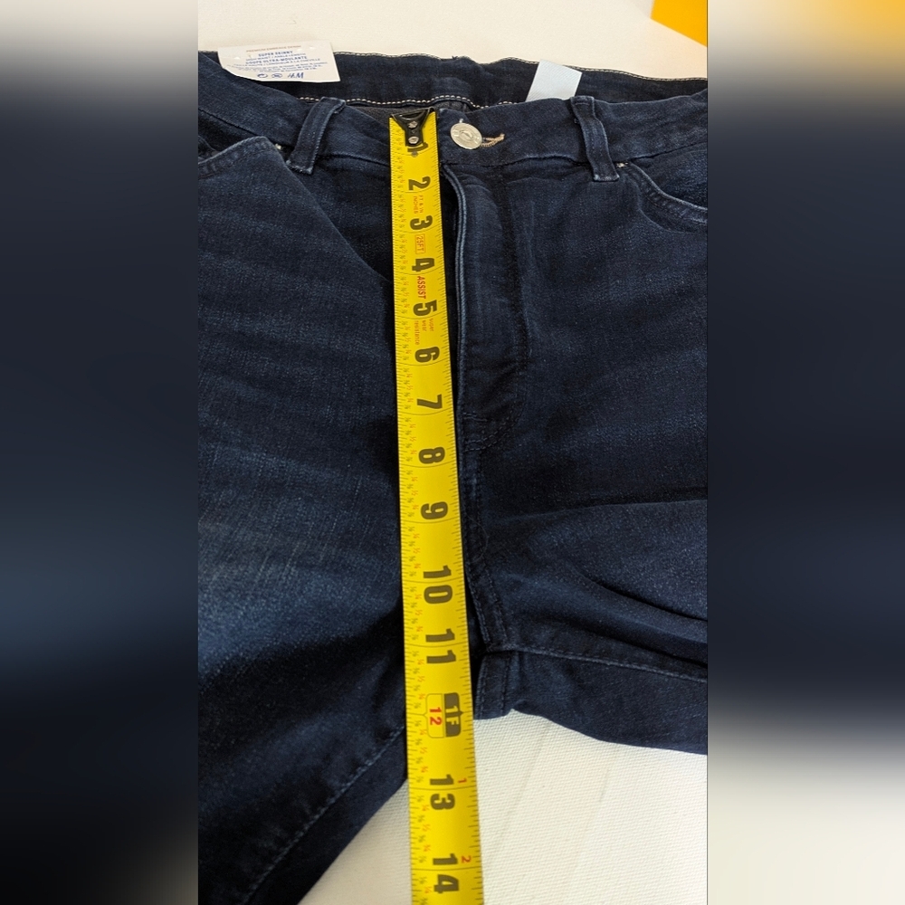 H&M Woman's High Waist Super SKINNY Ankle jeans Blue Size 32 Embrace Denim New - Picture 11 of 12
